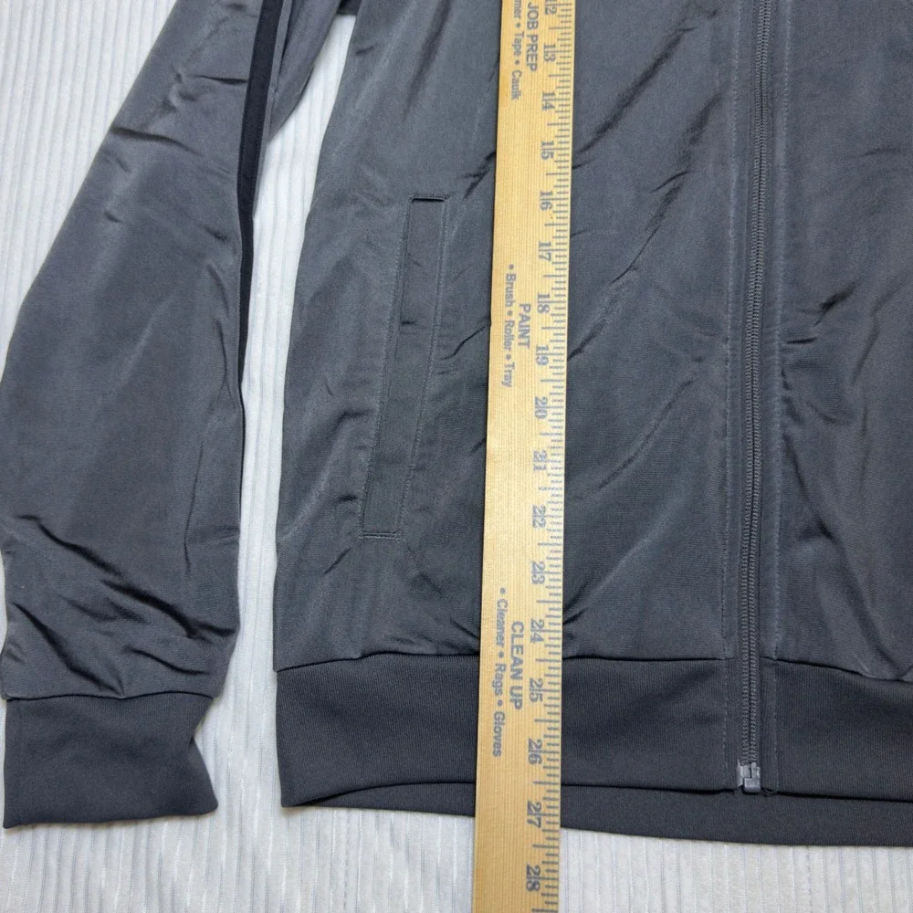 Adidas Primegreen Mens Track Jacket Dark Gray Full Zip Three Stripe Small